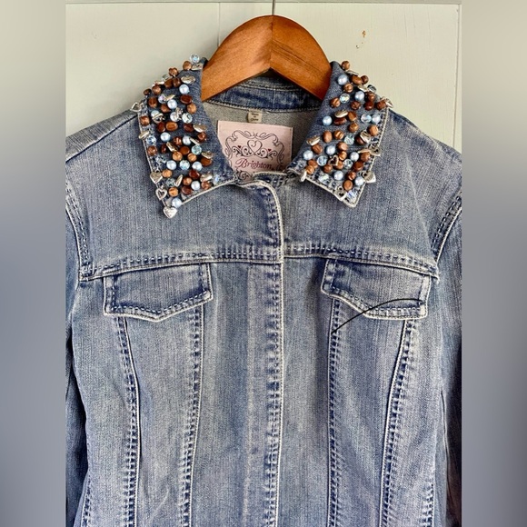BRIGHTON Blue Denim charms Hearts Jean Jacket surprise charm hidden XS- Small - Picture 2 of 16